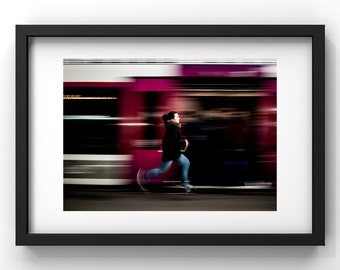 Last Train - Racing through a Paris train station: vibrant photography of a woman in motion