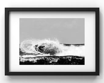 Fine Art Black and White Surf Print - Ocean Wave Moliets Beach Adventure Lifestyle Framed Fine Art Photography Wall Decor