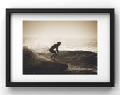 Fine Art Minimalist Surf Print - Sunset Longboard Lifestyle Biscarosse Beach Fine Art Photography Wall Decor