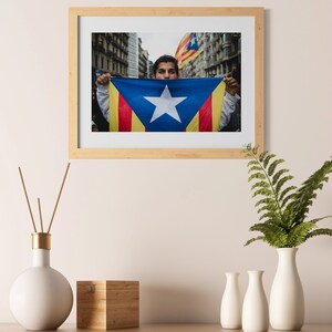 Young Man with Catalonia Flag Color Photography Barcelona Demonstration image 8