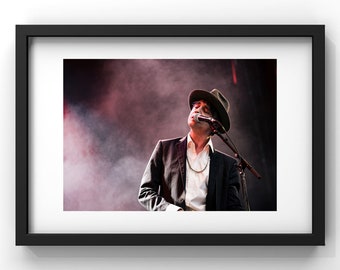 Color photograph Pete Doherty in Paris 2017 - SOS Racism concert - Red and black rock art - Limited edition