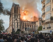 Notre-Dame of Paris in Fire, April 15, 2019, Color Photo Print,