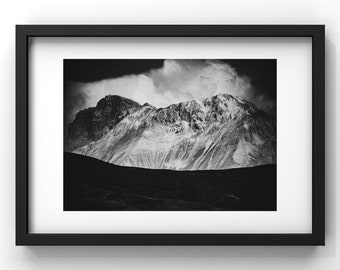 Black and white mountain landscape photography in the French Alps. Beautiful original print to be framed to decorate a house or an office