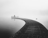 The Enigma of Fog: Urban Winter Black and White Photo Print
