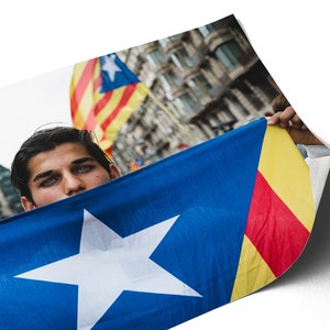 Young Man with Catalonia Flag Color Photography Barcelona Demonstration image 3