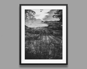 Mountain Landscape Double Exposure | Foreground Motion Blur Black and White