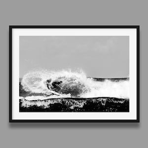 Black and White Surf Print - Ocean Wave Moliets Beach Adventure Lifestyle Framed Fine Art Photography Wall Decor