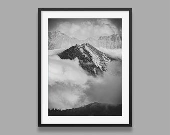 Photographie Noir et Blanc Mont Barral et Massif des Écrins - Décoration Murale