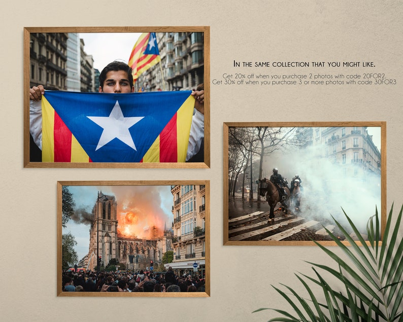 Young Man with Catalonia Flag Color Photography Barcelona Demonstration image 10