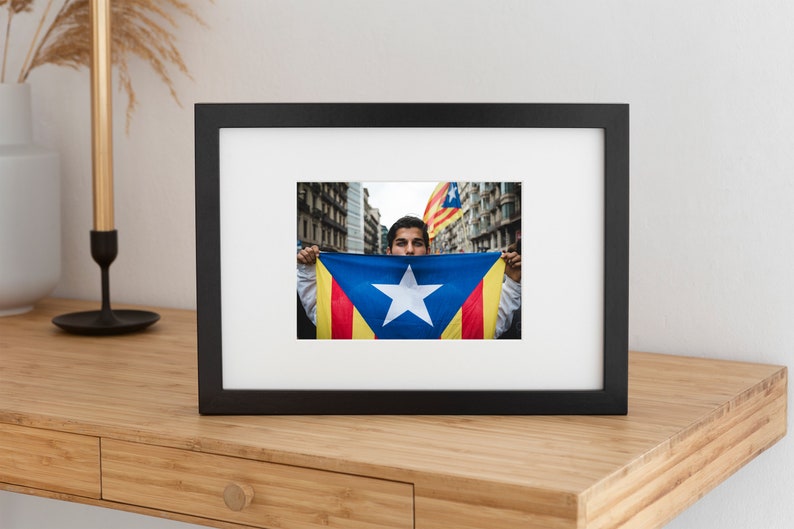 Young Man with Catalonia Flag Color Photography Barcelona Demonstration image 7