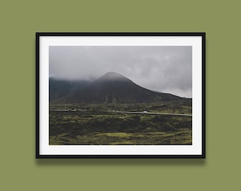 Icelandic Landscape Photography Print | Moody Mountain Scene with Fog | Fine Art Nordic Travel Photography for Home Décor or Office
