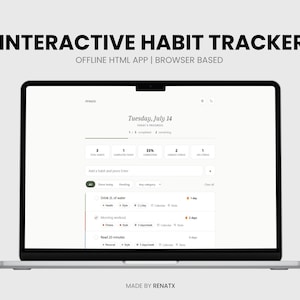 Minimalist Habit Tracker App | Simple | Streaks | Offline Use |  Basic Interactive HTML Tracker | No Subscription