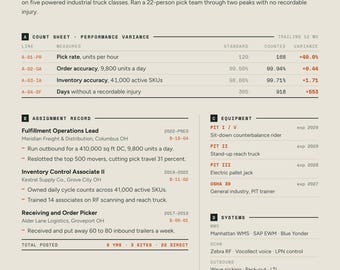 Warehouse and Fulfillment Resume Template + Cover Letter | Editable in Canva | ATS-Friendly | Instant Download