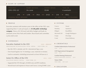 Executive Assistant Resume Template + Cover Letter | Editable in Canva | ATS-Friendly | Instant Download