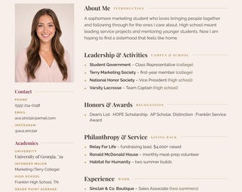 Sorority Recruitment Resume Template + Cover Letter | Editable in Canva | ATS-Friendly | Instant Download