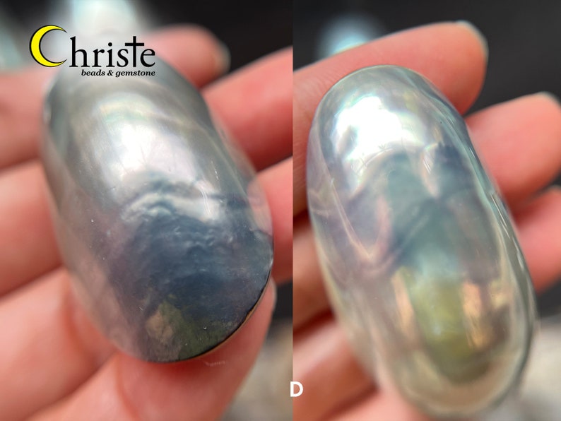 Blue Grey Silver Osmena Pearl Shell Cabochon oval freeform OS22 MAY001 choose preferred piece image 10