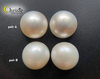 Ivory White Pair mm Mabe Pearl Round Cabochon SG1 - choose preferred pair (MB24 JAN004)