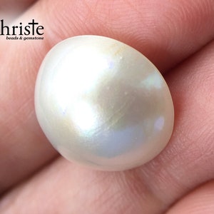 White Mabe Pearl Cabochon 14.6mm round Imperfect Beauty MB23 FEB005 IB image 6