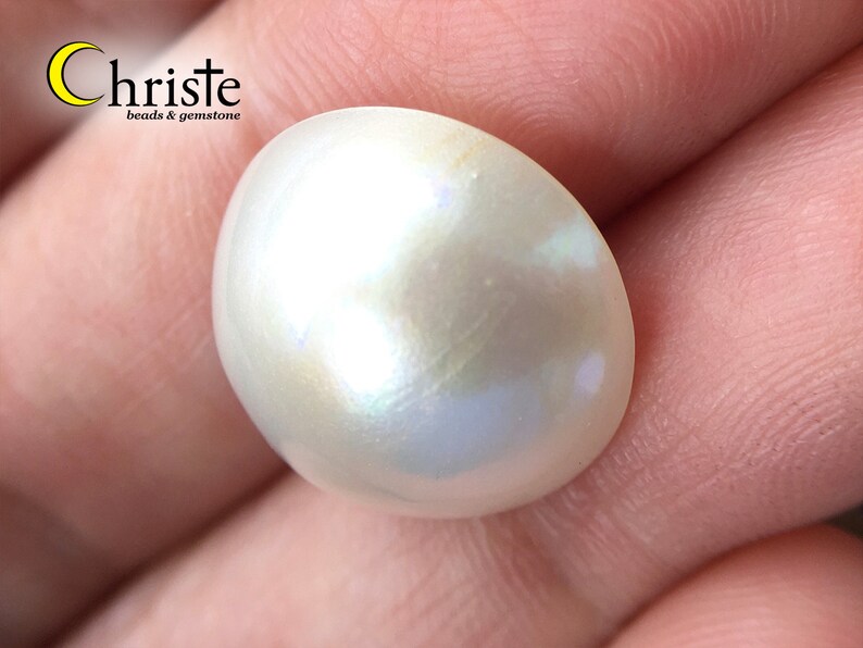 White Mabe Pearl Cabochon 14.6mm round Imperfect Beauty MB23 FEB005 IB image 6