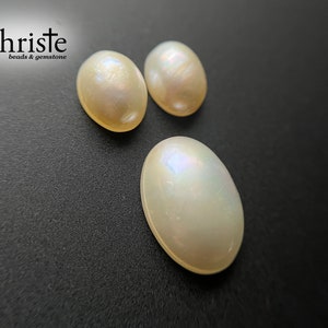 White Oval Mabe Pearl Cabochon SG1 3pcs pair 8.5 x 10.6-10.9 x 4.5-4.6mm & 1pc 13x17.6x5.4mm MB23 JUL002 image 2