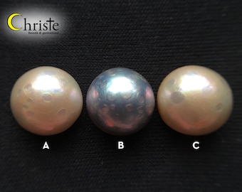 Unique Dotty Pattern Mabe Pearl 14.8-15.3mm Round Cabochon - choose preferred pieces or all (MB22 JUN006)