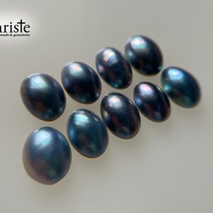 Sampler Lot-of-9pcs Blue Mabe Pearl Oval Cabochon 12.6-13.9 x 9.3-10.6mm MB24 MAR014 image 3