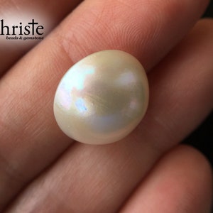 White Mabe Pearl Cabochon 14.6mm round Imperfect Beauty MB23 FEB005 IB image 5