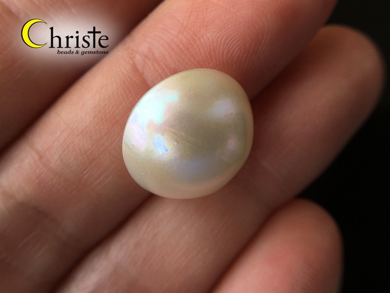 White Mabe Pearl Cabochon 14.6mm round Imperfect Beauty MB23 FEB005 IB image 5