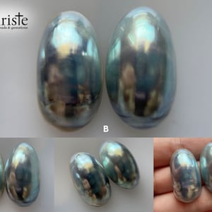 Osmena Pearl Shell Cabochon Cream/Blue/Pink oval duo pairs 15-16mm x 25-30mm choose preferred pair OS23 OCT005 image 5