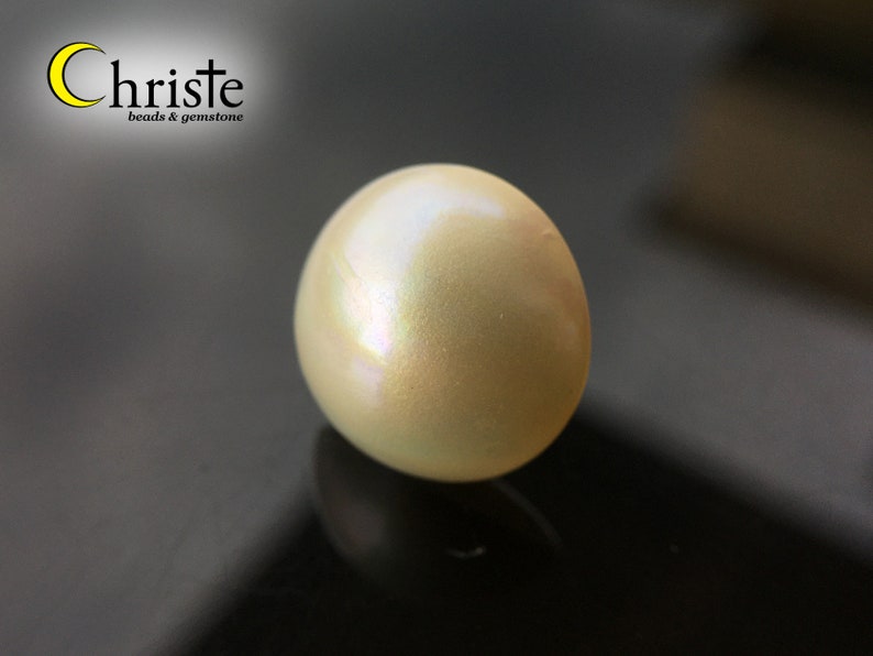 White Mabe Pearl Cabochon 14.6mm round Imperfect Beauty MB23 FEB005 IB image 3