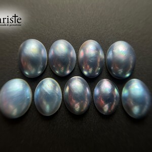 Sampler Lot-of-9pcs Blue Mabe Pearl Oval Cabochon 12.6-13.9 x 9.3-10.6mm MB24 MAR014 image 5