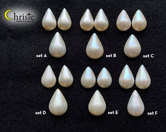 White Mabe Teardrop Cabochon Set-of-3pcs (choose preferred set) (MB23 OCT001)