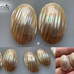 Osmena Pearl Shell Cabochon Cream/Blue/Pink oval duo pairs 15-16mm x 25-30mm choose preferred pair OS23 OCT005 image 7