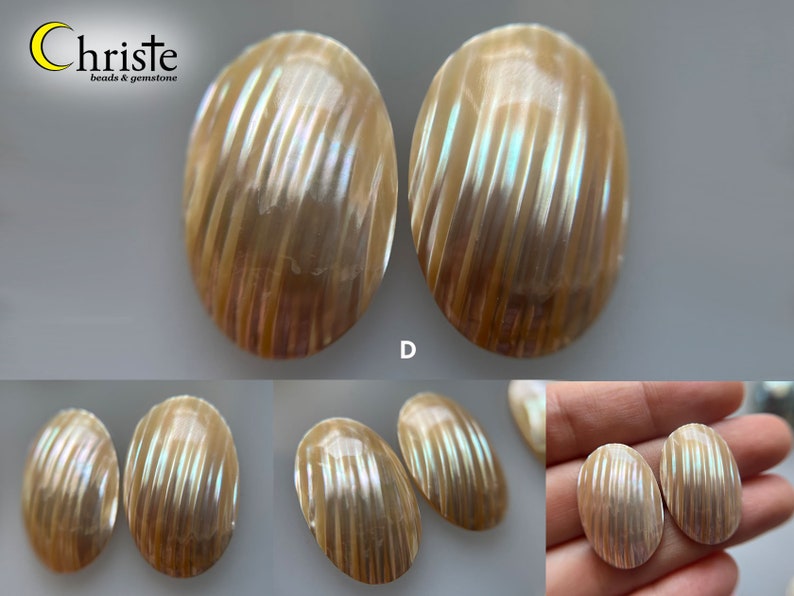 Osmena Pearl Shell Cabochon Cream/Blue/Pink oval duo pairs 15-16mm x 25-30mm choose preferred pair OS23 OCT005 image 7