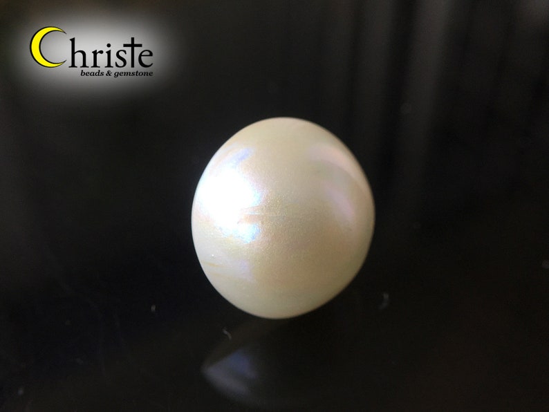 White Mabe Pearl Cabochon 14.6mm round Imperfect Beauty MB23 FEB005 IB image 2