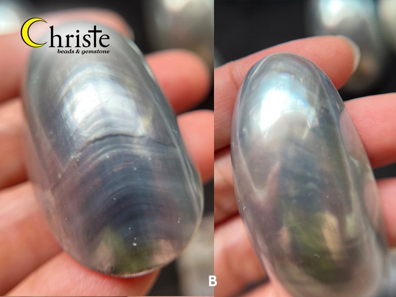 Blue Grey Silver Osmena Pearl Shell Cabochon oval freeform OS22 MAY001 choose preferred piece image 8