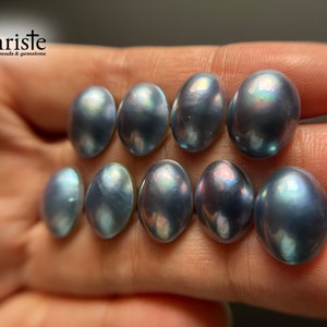 Sampler Lot-of-9pcs Blue Mabe Pearl Oval Cabochon 12.6-13.9 x 9.3-10.6mm MB24 MAR014 image 9