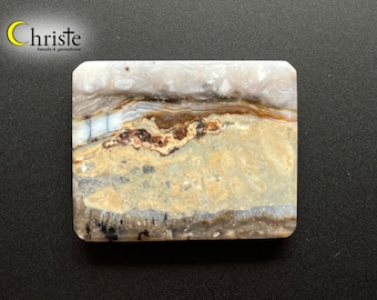 Reversible natural scenery dendritic quartz picture moss agate rectangle cabochon 46.2x36.8x7.5mm (AG24 MAR017)