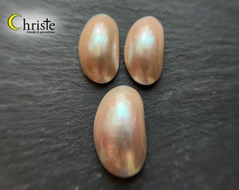 Pale Pink Osmena Pearl Shell Cabochon oval set-of-3pcs 20-26mm (OS24 FEB001)