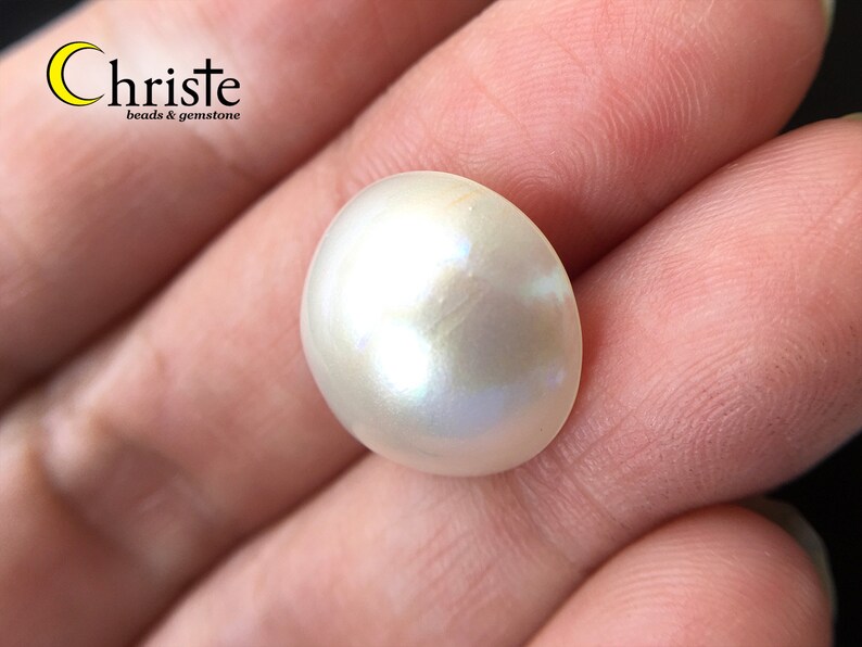 White Mabe Pearl Cabochon 14.6mm round Imperfect Beauty MB23 FEB005 IB image 4