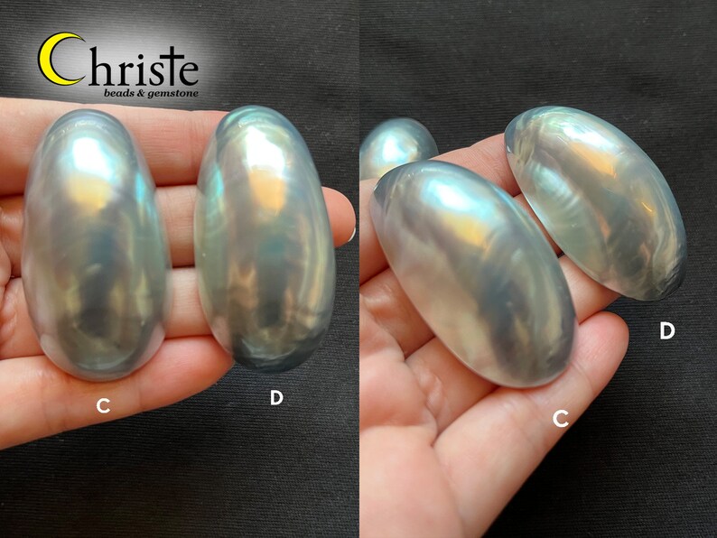 Blue Grey Silver Osmena Pearl Shell Cabochon oval freeform OS22 MAY001 choose preferred piece image 6