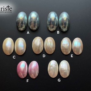 Osmena Pearl Shell Cabochon Cream/Blue/Pink oval duo pairs 15-16mm x 25-30mm choose preferred pair OS23 OCT005 image 1