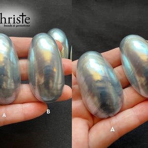 Blue Grey Silver Osmena Pearl Shell Cabochon oval freeform OS22 MAY001 choose preferred piece image 5