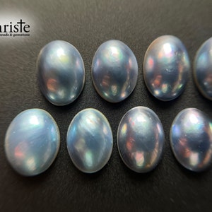 Sampler Lot-of-9pcs Blue Mabe Pearl Oval Cabochon 12.6-13.9 x 9.3-10.6mm MB24 MAR014 image 6