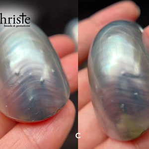 Blue Grey Silver Osmena Pearl Shell Cabochon oval freeform OS22 MAY001 choose preferred piece image 9