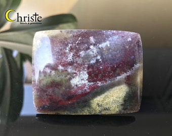 Natural maroon green moss agate rectangle cabochon 31x40x5mm (AG22 APR006)