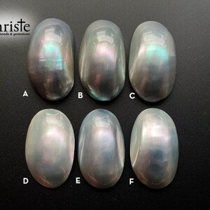 Blue Grey Osmena Pearl Shell Cabochon freeform oval 22-26 x 38-45 mm (OS23 AUG003) (choose preferred piece)