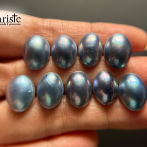 Sampler Lot-of-9pcs Blue Mabe Pearl Oval Cabochon 12.6-13.9 x 9.3-10.6mm MB24 MAR014 image 8