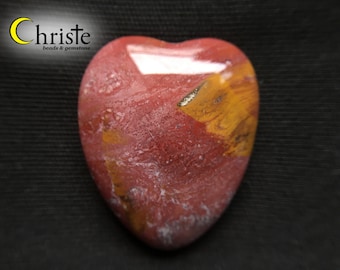 Pink Maroon Natural Multicolor Jasper Agate heart stone cabochon 31x36.5x8.5mm (AG23 JAN007)