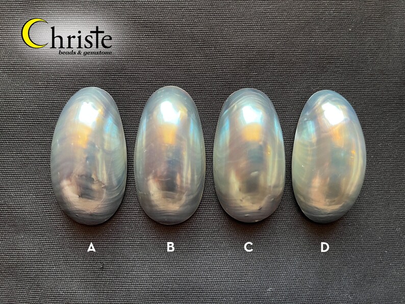 Blue Grey Silver Osmena Pearl Shell Cabochon oval freeform OS22 MAY001 choose preferred piece image 2